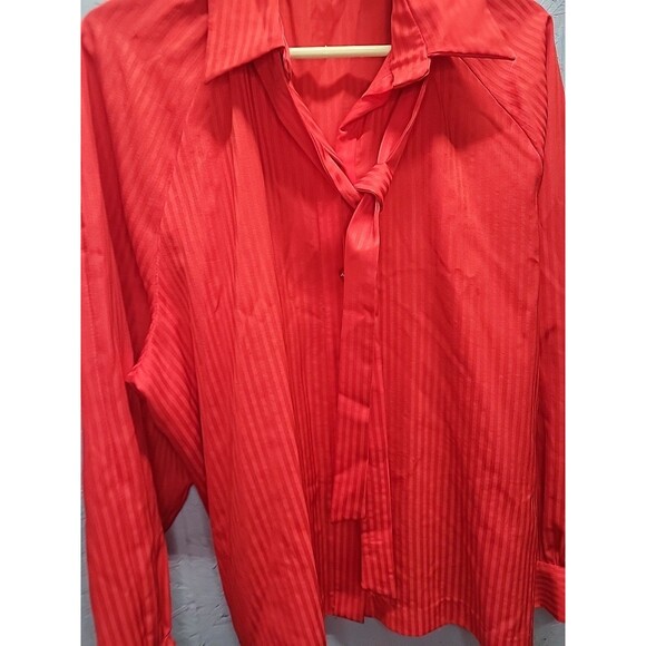 Vintage 70's Handmade Red Ribbed‎ Women's Button Front Plus Blouse Top Shirt 2x - Picture 4 of 11
